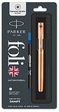 PARKER FOLIO ANTIMICROBIAL COPPER ION ROSEGOLD ROLLER BALL PEN